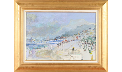 Lot 345- Jean FUSARO (né en 1925). Le vieux port de Menton. Huile sur toile. Signé en bas à droite. Contresigné et titré au dos. 50 x 73 cm
