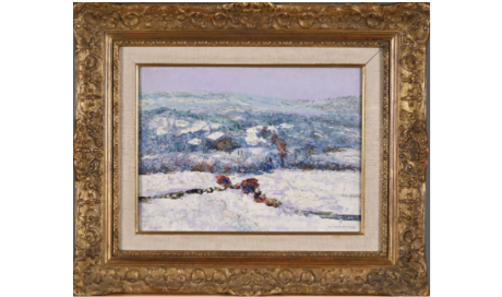 Lot 551. Victor CHARRETON (1864-1936). Paysage enneigé. Huile sur toile Signé en bas à droite. 32 x 43 cm.